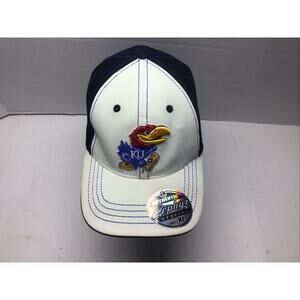 Zephyr Kansas Jayhawks Stretch Fit Hat XL White Blue